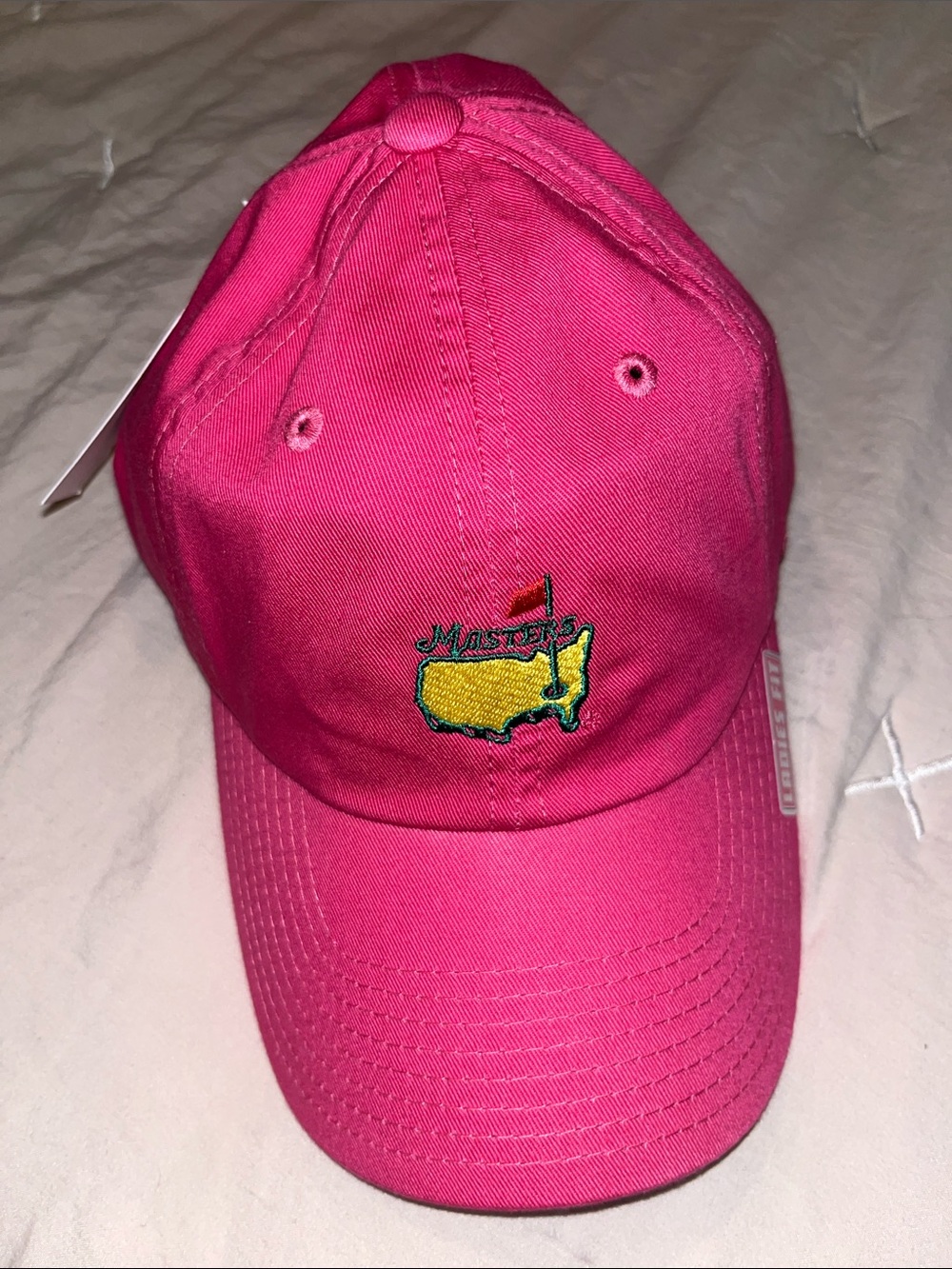 Masters ladies Hot Pink Hat with Yellow and Green Logo “